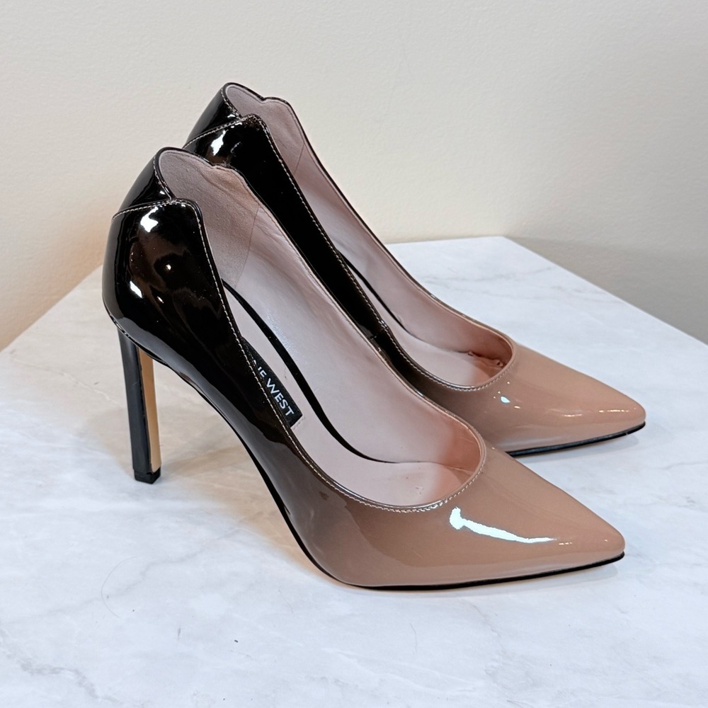 🔥Nine West Two-Tone Patent Leather Pointed Toe Pumps Size 5 EUC🔥